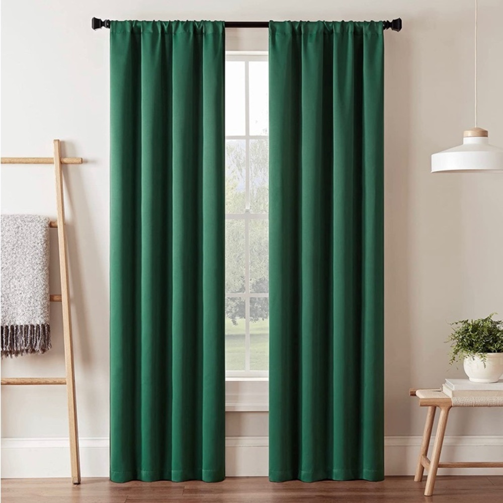 Pair of emerald green jewel-tones curtain panels 37x95 inch each